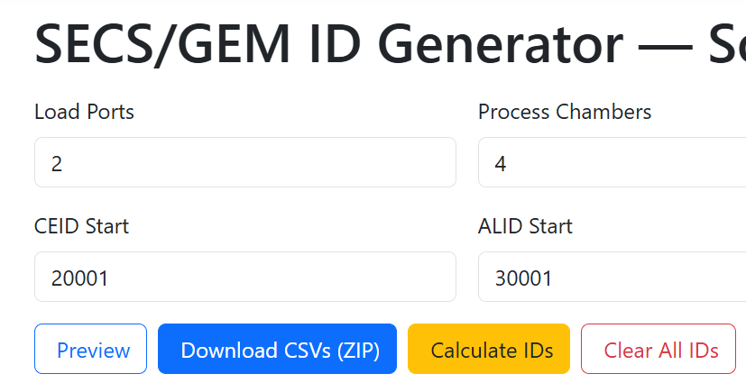 SECS/GEM ID Generator